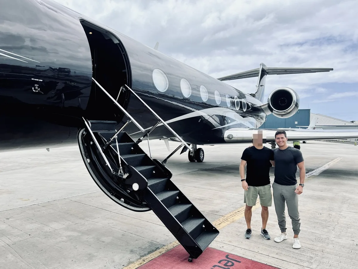 Flying around in style with my former private client and employer, a board member at Airbnb and CEO of Venture Capital.