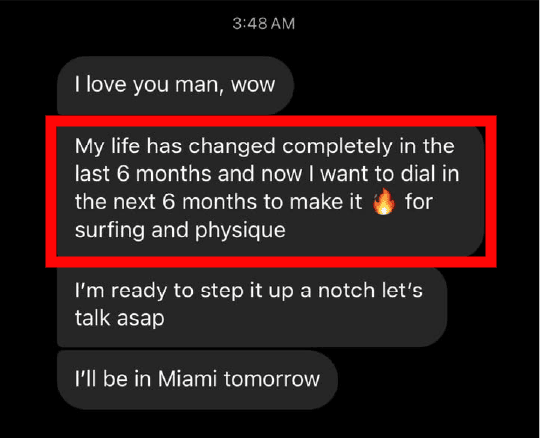 Client message from Andres&rsquo;s coaching community